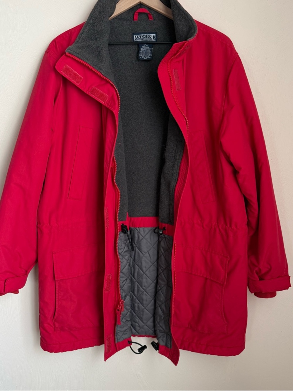 Vintage Land’s End Red Fleece-Lined squall Jacket